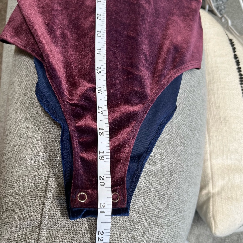 Forever 21 Velour Velvet Color-block Striped Bodysuit Sz M - Picture 5 of 7